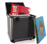 Boîte de transport pour disques vinyles en aluminium de 12 pouces, boîte de rangement pour disques vinyles, capacité de 60 albums