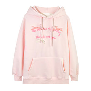 High Quality Breathable Jersey Letter Pattern Embroidered Three-Dimensional Bow <strong>Hoodie</strong> for Women's Autumn Winter - Product Image 6