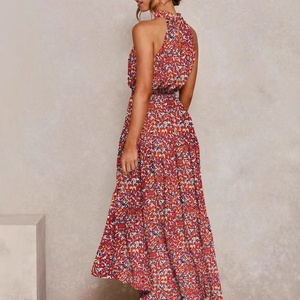 DAN8083-Abito da donna con stampa a pois e allacciatura al collo - Product Image 1