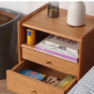 TALONGJ Mesita de Noche Nórdica Minimalista de Madera Maciza Crema, Duradera y Ecológica para Dormitorio - Product Image 5
