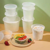 Bol alimentaire rond jetable en PP de 8 onces avec couvercle, récipient de qualité alimentaire compatible micro-ondes pour plats de pâtes