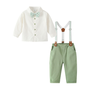 Nuovi bambini due pezzi abiti Boutique 100% cotone primavera tinta unita <span class=keywords><strong>camicia</strong></span> formale Set abbigliamento per bambini <span class=keywords><strong>con</strong></span> <span class=keywords><strong>papillon</strong></span> - Product Image 3