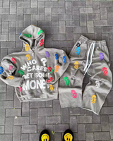 Conjuntos Deportivos al por Mayor para Hombre, 420 GSM, 100% Algodón, Ropa Urbana de Alta Calidad, con Cierre, Estampado Puff, Personalizable, Conjunto de 2 Piezas