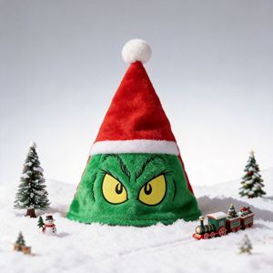 Gorro de <span class=keywords><strong>Grinch</strong></span> Personalizado, Gorro Navideño de Algodón Bordado con Bloques de Color, para Adultos y Niños, Decoración para la Cabeza de 48-50 cm, para Fiestas - Product Image 3