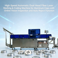 Machine de codage laser à fibre à double tête entièrement automatique pour capuchons en aluminium avec alimentation automatique, lecture et vérification du code, système de rejet