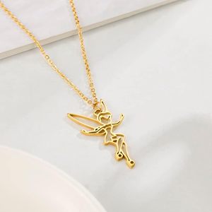 Exquisito collar de princesa Wendy <span class=keywords><strong>Tinkerbell</strong></span>, gargantilla de Ballet de bailarina mágica, joyería de acero inoxidable de moda para niñas, chapado en oro - Product Image 3