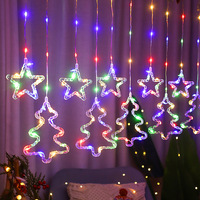 Guirlandes lumineuses décoratives de Noël, étoiles, lune, flocons de neige, rideaux lumineux féériques, lumières d'ambiance en forme de glaçons, 8 fonctions, télécommande USB