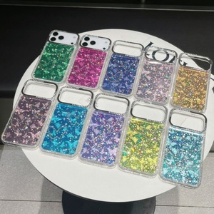 เคสโทรศัพท์มือถือกันกระแทก ลายดอกไม้ผีเสื้อ กรอบเพชร ดีไซน์แฟชั่นสำหรับสาวๆ วัสดุ TPU+PC ป้องกันรอยนิ้วมือ สำหรับ 17 Pro Max - Product Image 1