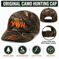 Casquette de chasse personnalisée à 5 panneaux en sergé de coton camouflage woodland, imprimée et brodée, vente en gros