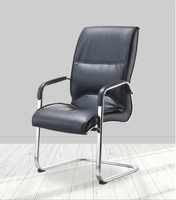 Chaise de bureau exécutive moderne en cuir PU avec base en métal, pivotante, réglable en hauteur, pour salle de conférence et de réception