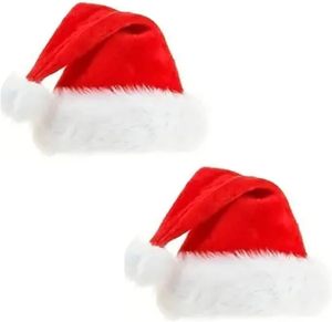 Paquete de 2 Gorros de Santa Claus de Felpa para Adultos, Ajustables, Lavables a Máquina, Unisex, para Fiestas Navideñas - Product Image 1