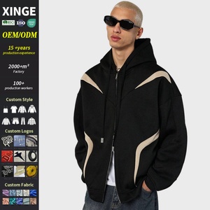 Sudadera con capucha para hombre, estilo urbano vintage, oversize, con estampado gráfico personalizado, hombros caídos, corte holgado y corto, cortavientos de invierno con cremallera - Product Image 1