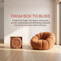 Modernes Bouclé Vakuumverpacktes Komprimiertes Sofa in einer Box Teddy-Stoff Kürbis-Einzelsessel Akzentstuhl für Wohnzimmer Salon