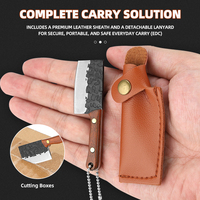 TOLIMER MK-3004 Couteau pliant mini porte-clés de camping en acier inoxydable à motif Damas avec manche en bois – Vente chaude