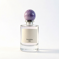 Flacons de parfum en verre transparent de luxe personnalisés, couleur tendance, vente chaude, 100 ml avec couvercle sphérique, impression sur écran