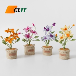 Haute qualité fleur artificielle bureau bureau ornement Crochet clématite laine plante en pot à la main bonsaï décor à la maison fleur - Product Image 1