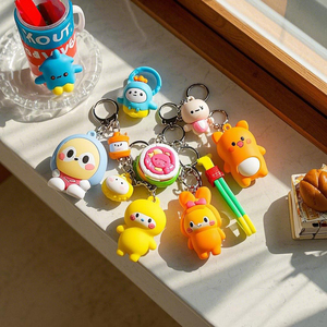 Mẫu miễn phí Tùy chỉnh không có tối thiểu logo cao su 3D mềm <span class=keywords><strong>PVC</strong></span> Keychain vòng chìa khóa - Product Image 6