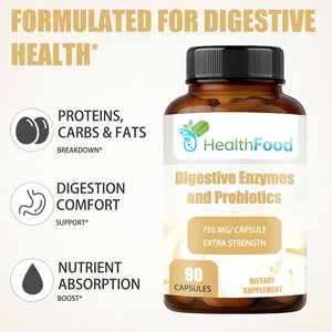 Cápsulas de Enzimas Digestivas y Probióticos HealthFood, 90 Unidades, Suplemento Dietético de Alta Potencia para Apoyar la Digestión y el Confort - Product Image 3
