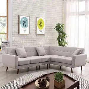 Hot sell luxury living room bedroom furniture light gray corner sofa