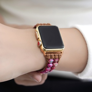 Bracelet de montre Bohême Fruit 38-45MM pierre de jaspe naturel perlé tressé Bracelet Bracelet fait à la main 3 couches Wrap Apple <span class=keywords><strong>E</strong></span> Bracelet de montre - Product Image 1