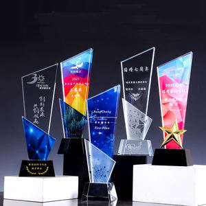 थोक OEM ODM रंग मुद्रण k9 रंगीन क्रिस्टल ट्राफियां प्लाक क्रिस्टल पुरस्कार रंगीन क्रिस्टल ट्रॉफी - Product Image 1