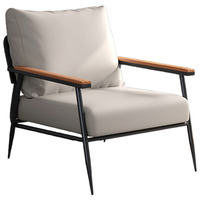 Fauteuil de salon et chambre à coucher moderne et minimaliste, ergonomique, inclinable, rembourré en éponge, avec structure en fer, imperméable, fauteuil de loisirs en bois