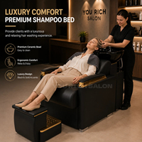 Fauteuil de lavage confortable et luxueux avec repose-pieds pour salon de coiffure, barbier et spa