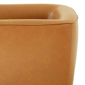 Silla Giratoria Moderna Callan - Cuero Vegano Color Bronceado, Portátil y Suave para Sala de Estar, Dormitorio, Comedor y Hotel - Product Image 5