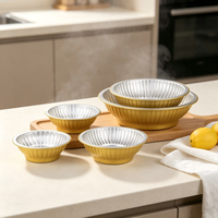 Barquette alimentaire jetable ronde en aluminium doré avec couvercle en PP, résistante au four, de qualité alimentaire, pour emballage alimentaire BBQ