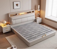 Lit rembourré moderne haut de gamme, ensemble de meubles de chambre à coucher, cadre de lit double en cuir 180*200, lit élégant et confortable avec éclairage intégré