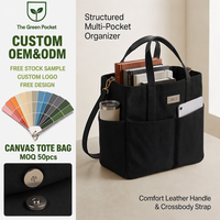 Sac fourre-tout structuré en toile et nylon avec plusieurs poches, sac bandoulière 2-en-1, sac de voyage organisé, sac à main de shopping