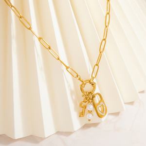 Collar de Acero Inoxidable Hecho a Mano para Mujer con Cadena de Oro de 18K, Moderno y Versátil, Colgante de Moda para Regalo, Venta al Por Mayor - Product Image 3