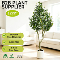 Grand olivier artificiel réaliste de 210 cm (7 pieds) avec plantes en pot en fausse mousse pour la décoration de la maison et du bureau Verde Kunstpflanze
