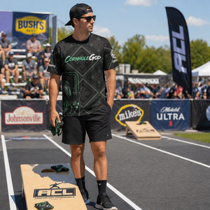 Maglietta Personalizzata OEM per Cornhole e Calcio, Abbigliamento Sportivo Leggero ad Asciugatura Rapida, Prezzo all'Ingrosso per Uomini, Donne e Ragazzi - Product Image 2