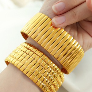 <b>Titanium</b> Steel Gold Plated Geometric Bracelet 18k Non Fading Cuban Chain Unisex Everyday Wear - Product Image 3