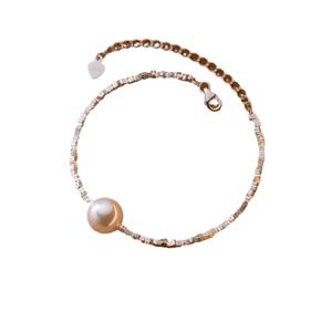 Collier en argent S925 avec perle française pour femmes, design élégant et simple avec argent cassé et perles, bijoux pour l'été D9691 - Product Image 5