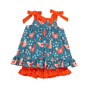 Tenues décontractées personnalisées en coton pour enfants, imprimé floral, respirantes, avec volants, pour tout-petits et bébés, collection Printemps - Product Image 3