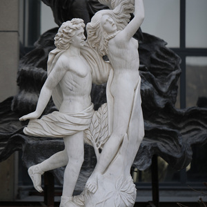 Statues en marbre blanc Apollon et Daphné Figures mythologiques grecques personnalisées Figurine artisanale en pierre gravée de style ange - Product Image 1