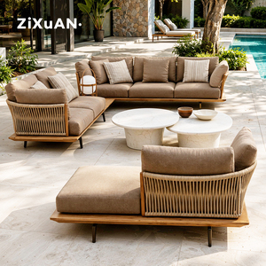Chaise confortable pour café en plein air, balcon, table en teck, chaise longue, mobilier de terrasse de villa, mobilier imperméable pour piscine, luxe 752 - Product Image 1