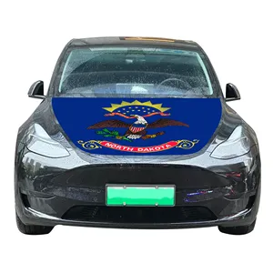 Vente en gros 120x150cm North_Dakota housses de capot de voiture drapeau abordable résistant à l'usure et durable couverture de capot de moteur de voiture
