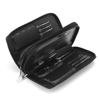 Juego de 24 ganzúas de acero inoxidable para cerrajería con candado transparente, herramientas de práctica, estuche plateado con cremallera, universal
