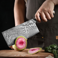 Damascus Stalen Keukenmessen Set 1-5 Stuks Roestvrijstalen Chef 'S Chinese Stijl Groentefileerfruitmes