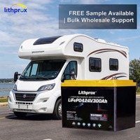 Batterie LiFePO4 à décharge profonde pour VR 24V 300AH Grade A, directement d'usine, plus de 6000 cycles, BMS intelligent Bluetooth, borne M8, CE RoHS IP67, OEM ODM