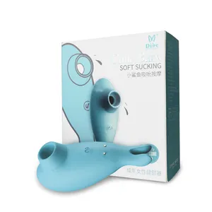 Blue Shark Waterproof Soft Silicone Mini 7 Modes Sucking Pocket Mini Clitoris Nipple Vibrating Sex Toys For Girl