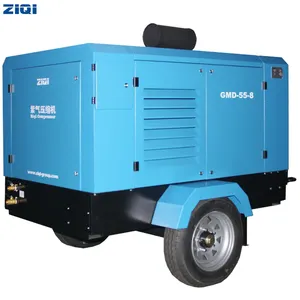 Convenient low energy consumption portable diesel 245cfm 8bar screw air compressor with CE certificate for general industry
