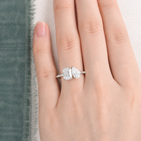 Bague de fiançailles en moissanite pour femme, en argent sterling 925 plaqué or, avec diamant taille émeraude et poire VVS couleur D, 3,5 carats au total, bijoux pour femme