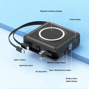 15000mAh PD20W with Built-in Charging Cable and AC Plug Magnetic Wireless Charging Power Bank - Product Image 2