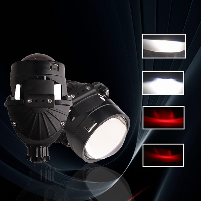 2.5 Inch Projector Biled Blue Mini Car Motorcycle Led Headlight Bi Led Projector with Angel Demon Eyes