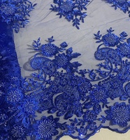 Tissu en dentelle perlée double face lourd, en gros, pas cher, en stock / tissu perlé à la machine pour accessoires de mariage et jouets