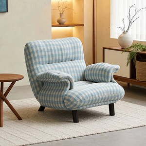 <span class=keywords><strong>Fauteuil</strong></span> simple en tissu à carreaux bleus de style coréen - <span class=keywords><strong>Fauteuil</strong></span> de relaxation design <span class=keywords><strong>pour</strong></span> salon <span class=keywords><strong>et</strong></span> chambre à coucher - Product Image 2
